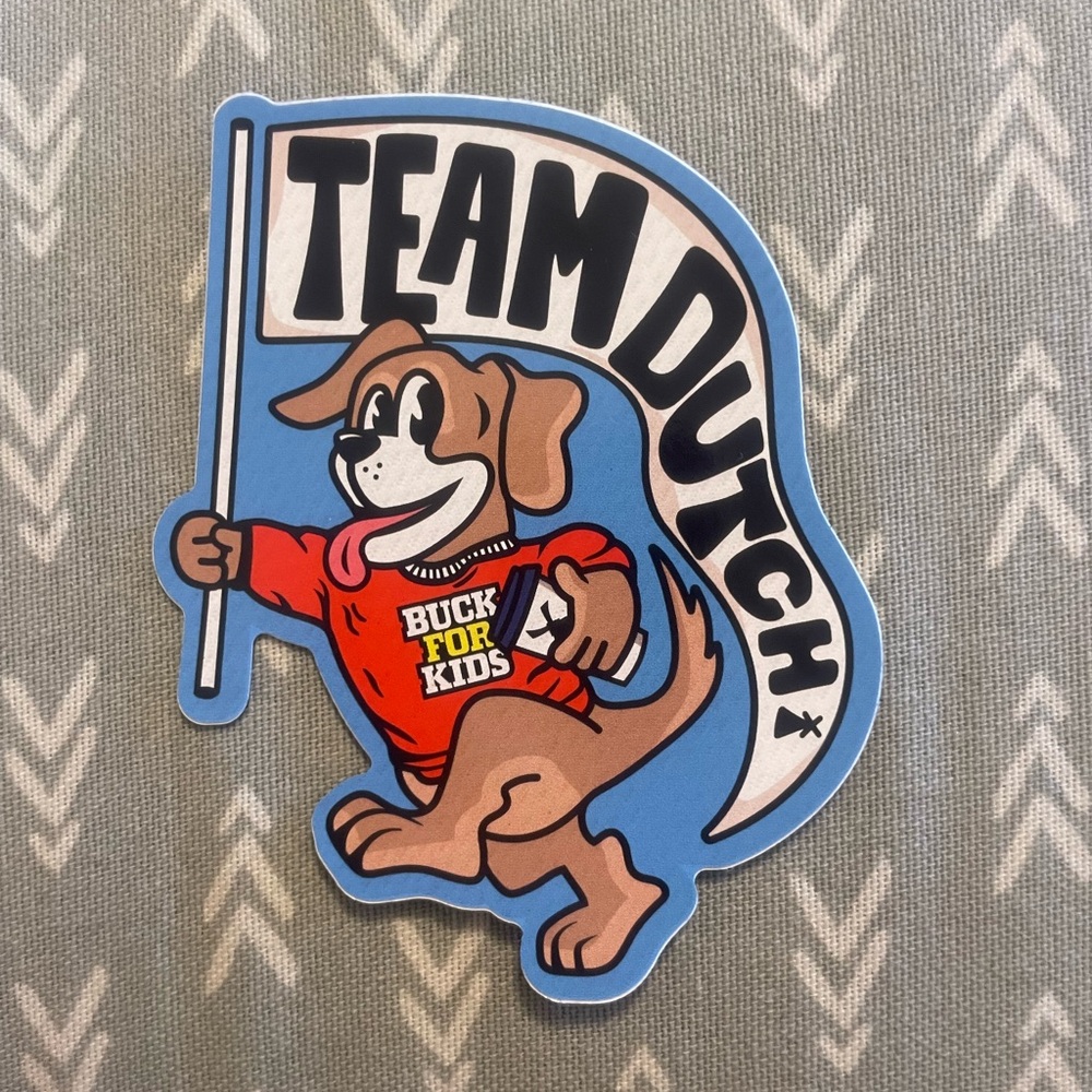 Dutch Bros Team Dutch Sticker with Blue and Red